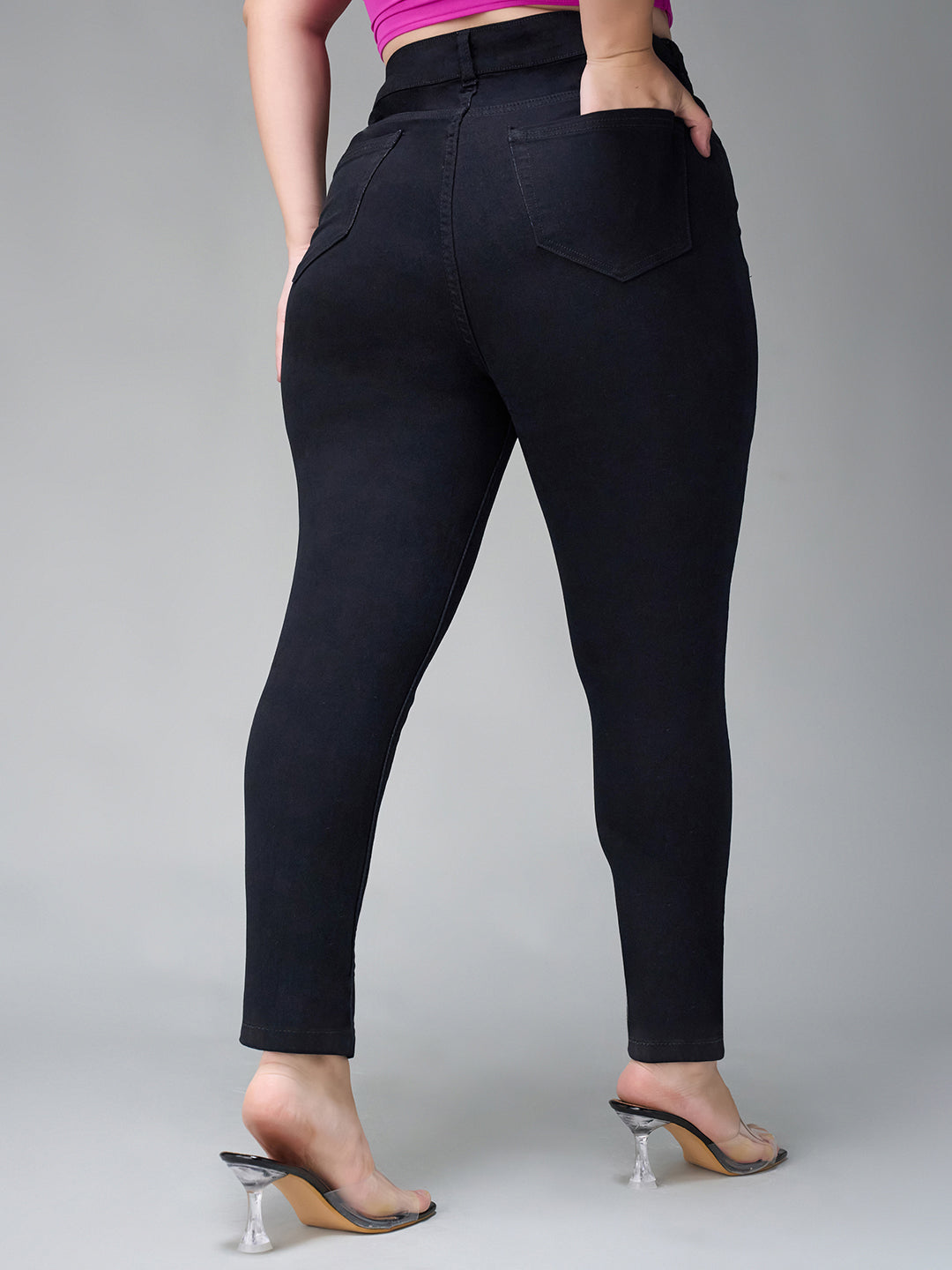 24/7 Comfort Black Skinny-Fit High-Rise Stretchable Denim Jeans