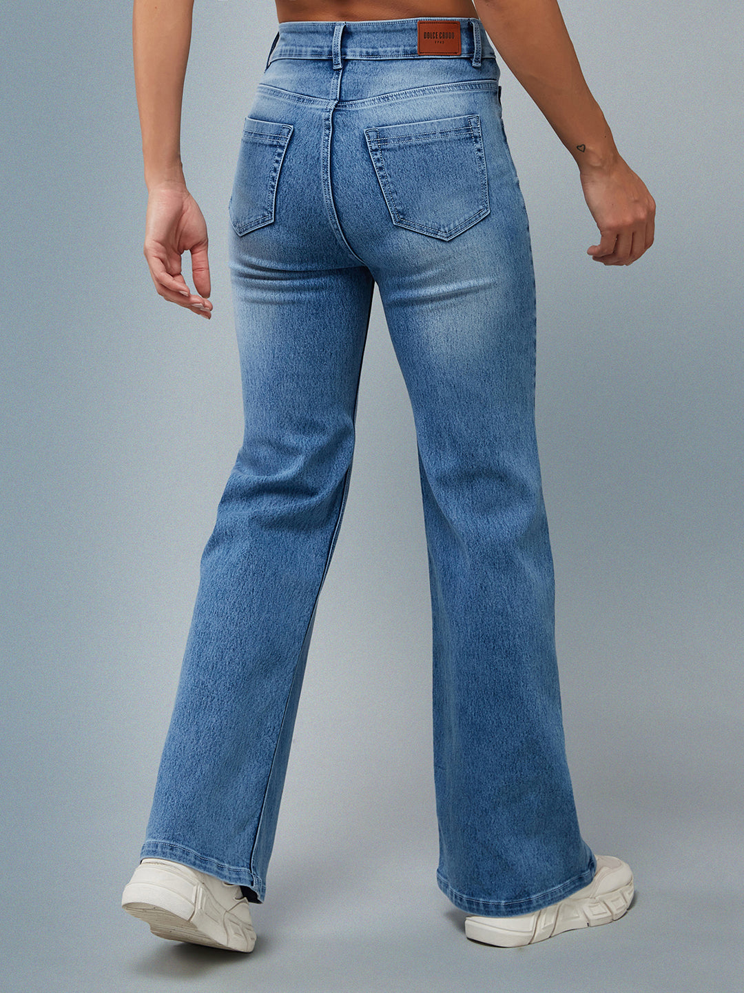 24/7 Comfort Light Blue Wide-Leg High-Rise Stretchable Denim Jeans