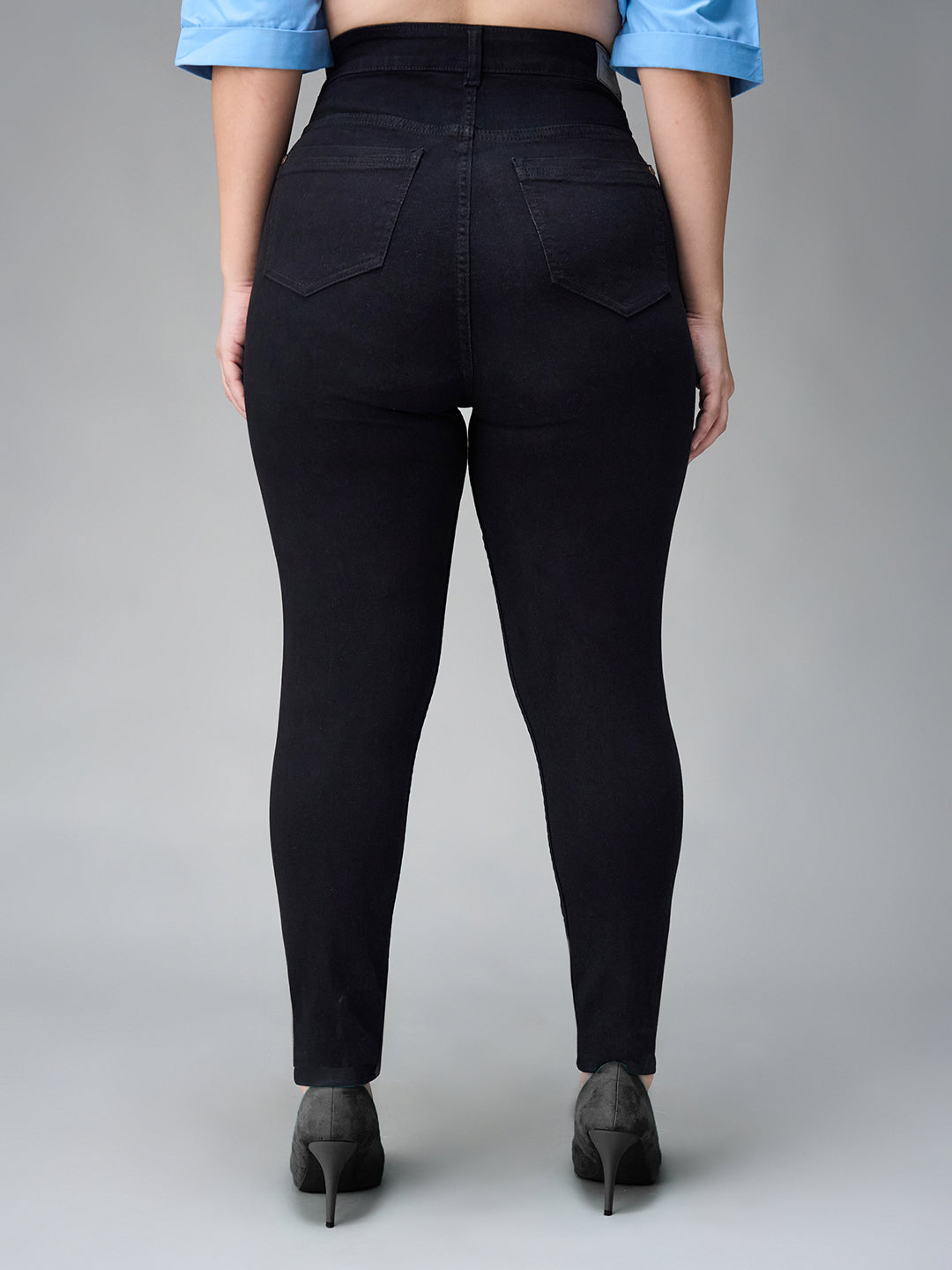 24/7 Comfort Black Skinny-Fit High-Rise Stretchable Denim Jeans