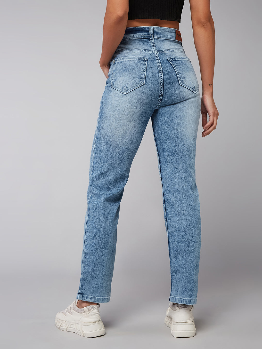 24/7 Comfort Light-Blue Wide-Leg High-Rise Stretchable Denim Jeans for Women