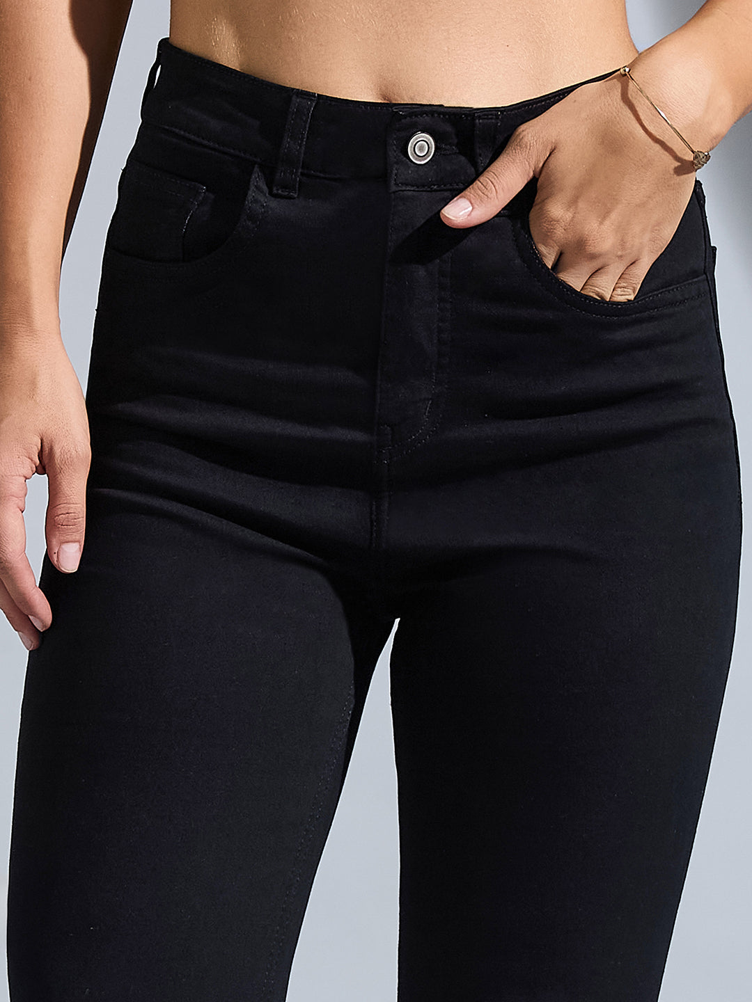 Women's Black Bootcut High-Rise Regular Stretchable Denim Jeans