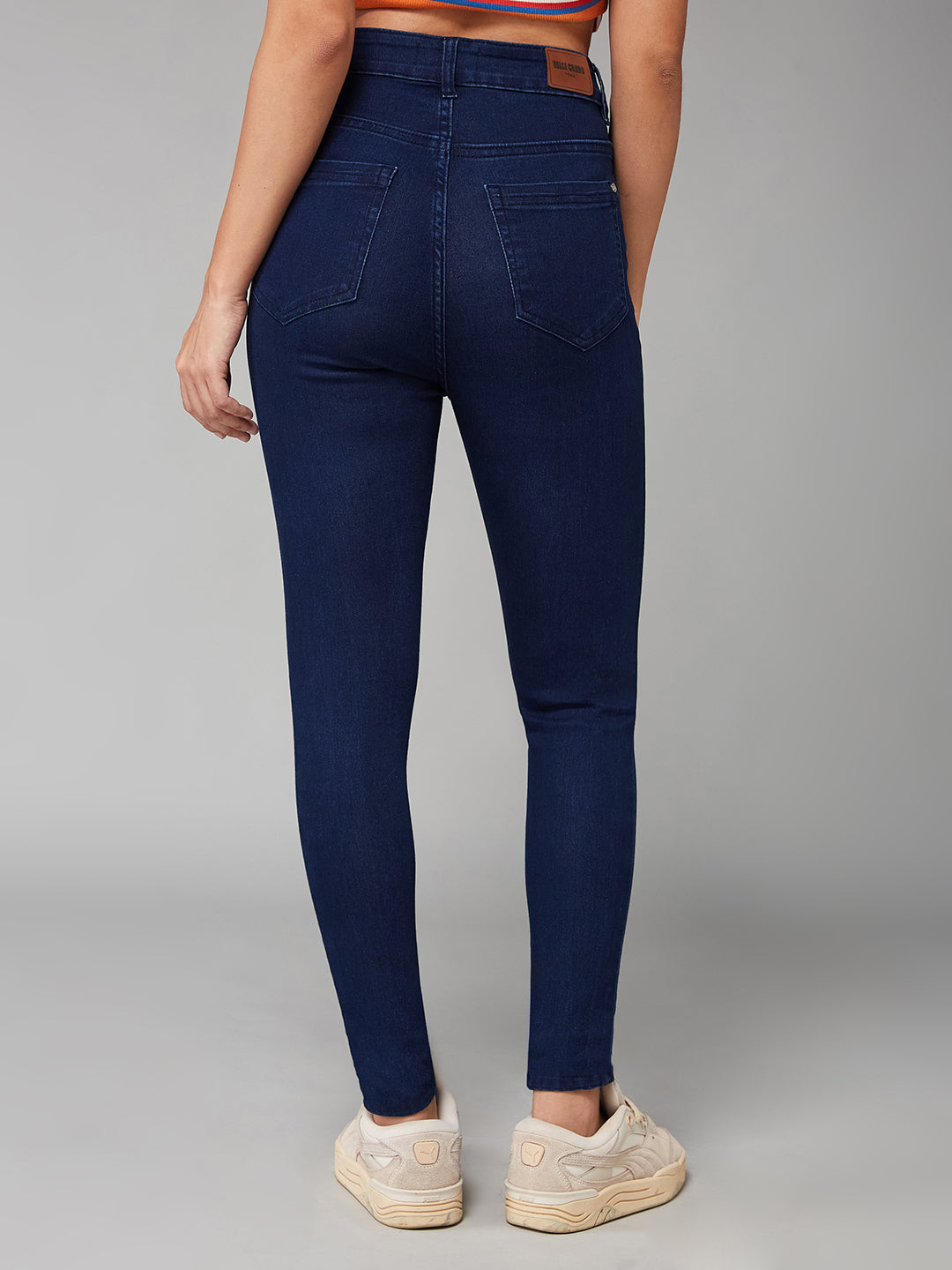 Women's Navy-Blue Skinny-Fit High-Rise Stretchable Denim Jeans