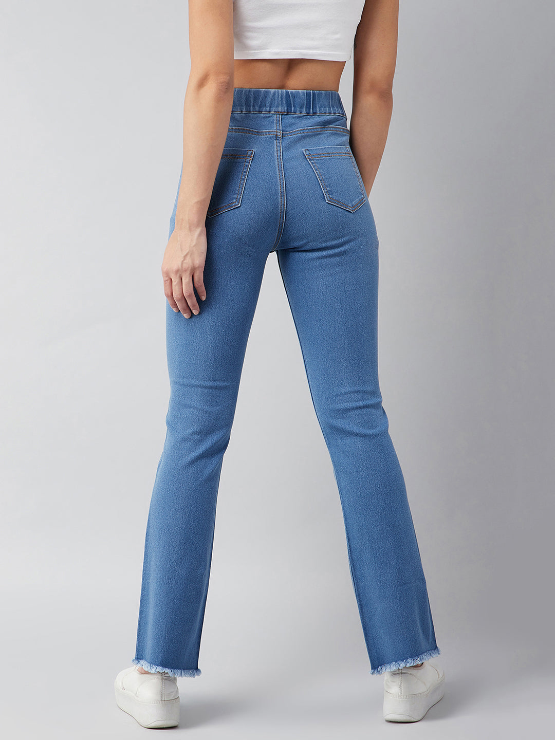 24/7 Comfort Blue Bell-Bottom Semi-Bootcut Hourglass Mid-Rise Stretchable Denim Jeans