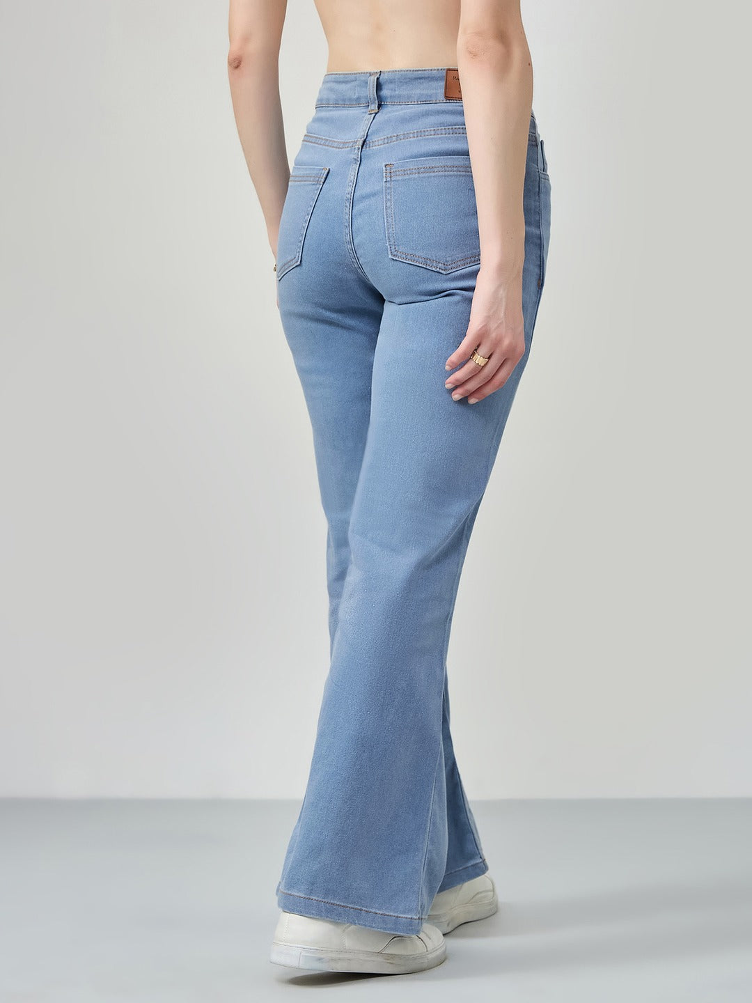 Light Blue Bootcut high-rise Regular Stretchable Denim Jeans for Women