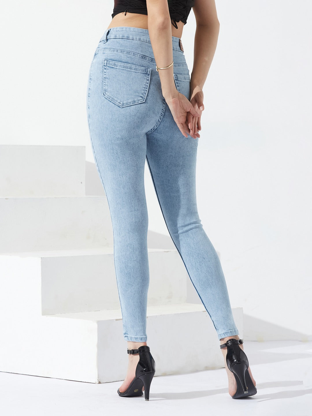 Blue Skinny-Fit High-Rise Stretchable Denim Jeans for Women