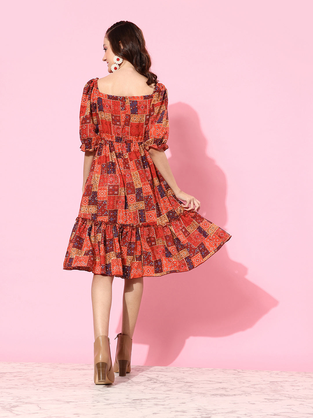 Women's Multicolored Ruffled Dress