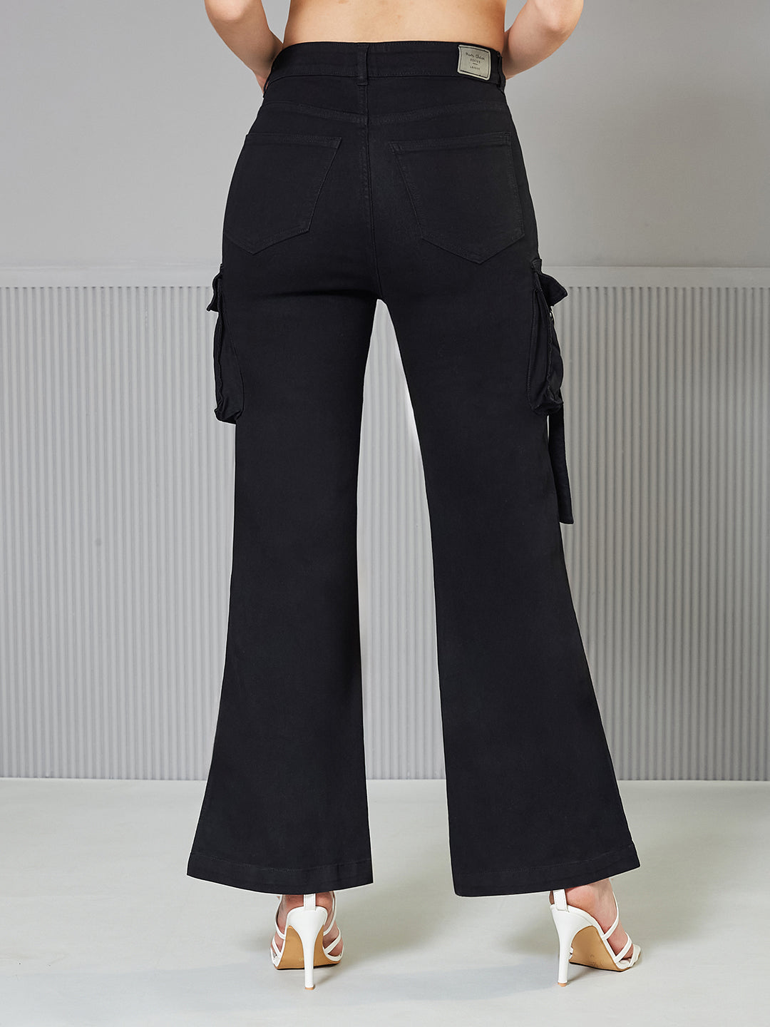 Women's Black Bootcut High-Rise Stretchable Denim Jeans