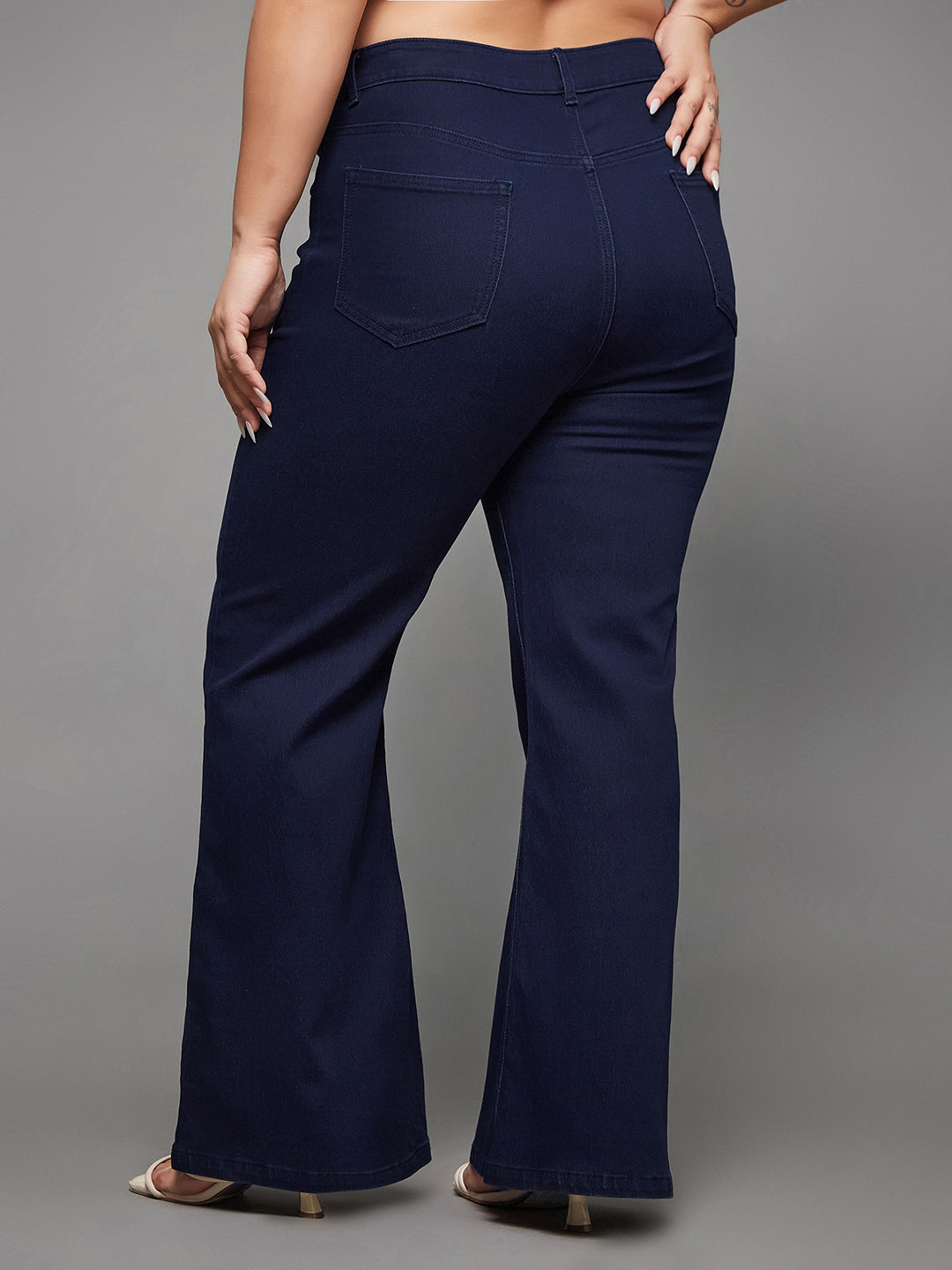 CHASEshape™ Navy-Blue Bootcut High-Rise Stretchable Denim Jeans