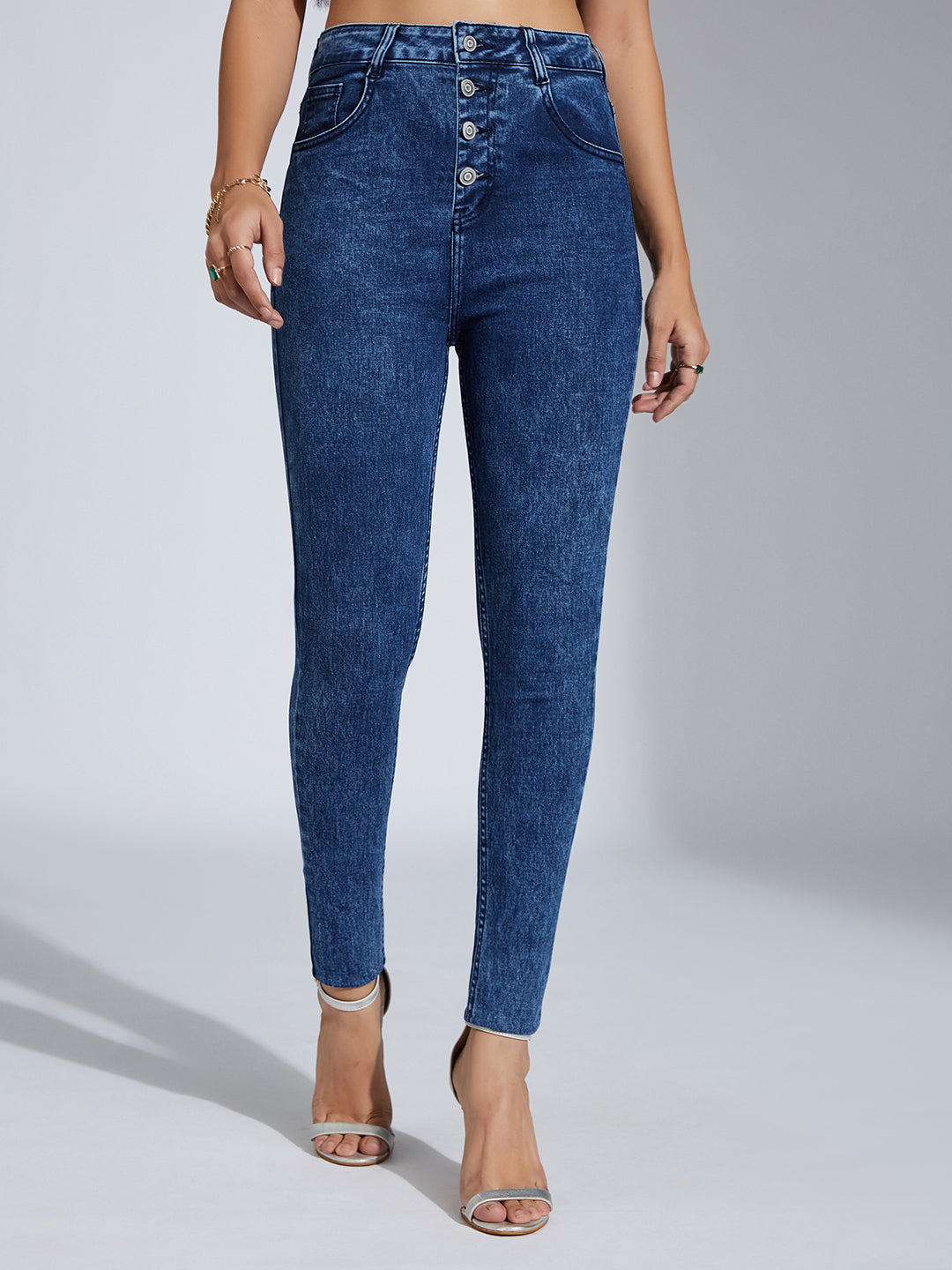 CHASEstretch™ Women's Blue Skinny-Fit High-Rise Clean-Look Regular-Length Stretchable Denim Jeans