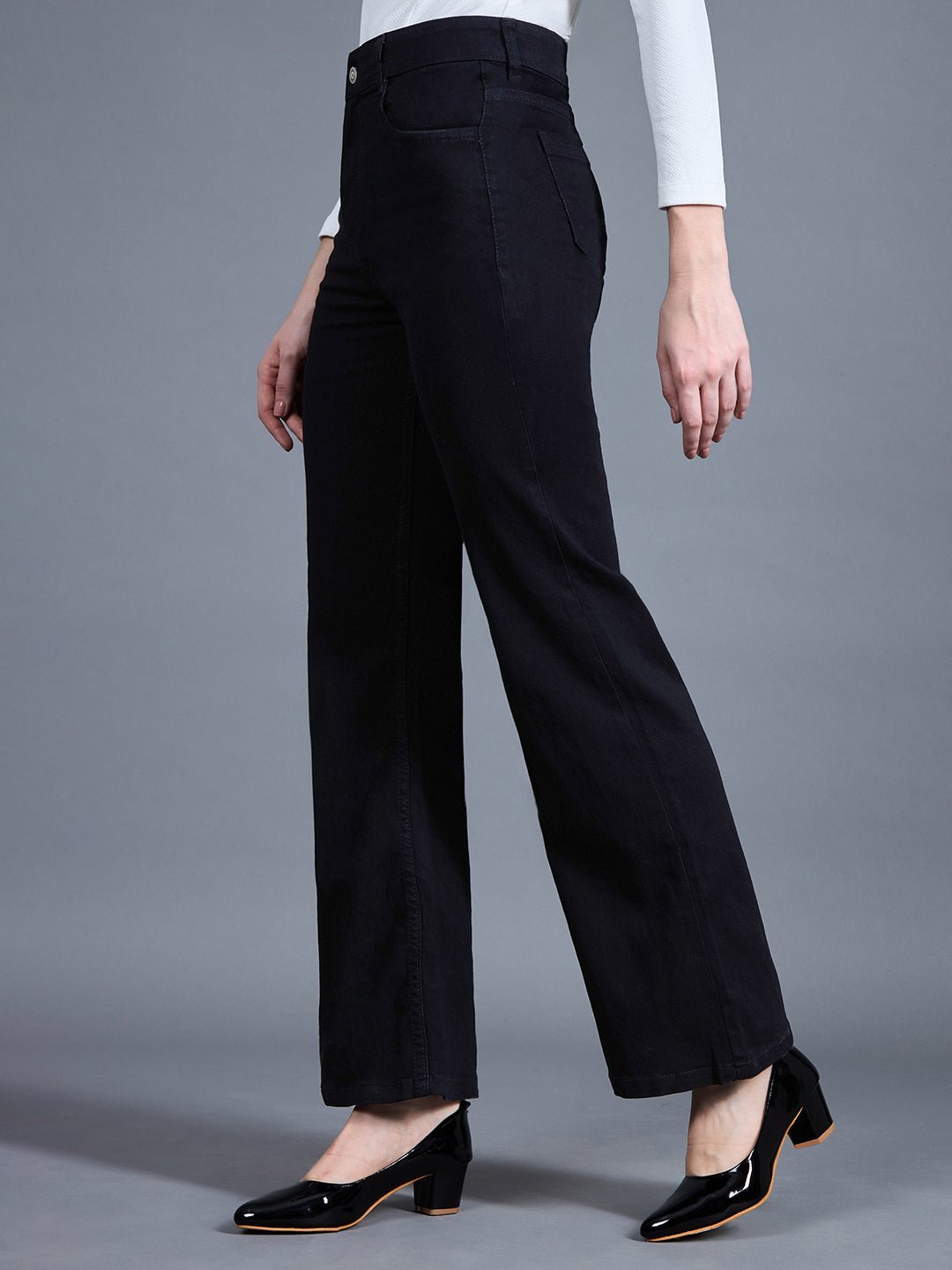 24/7 Comfort Black Bootcut High-Rise Stretchable Denim Jeans