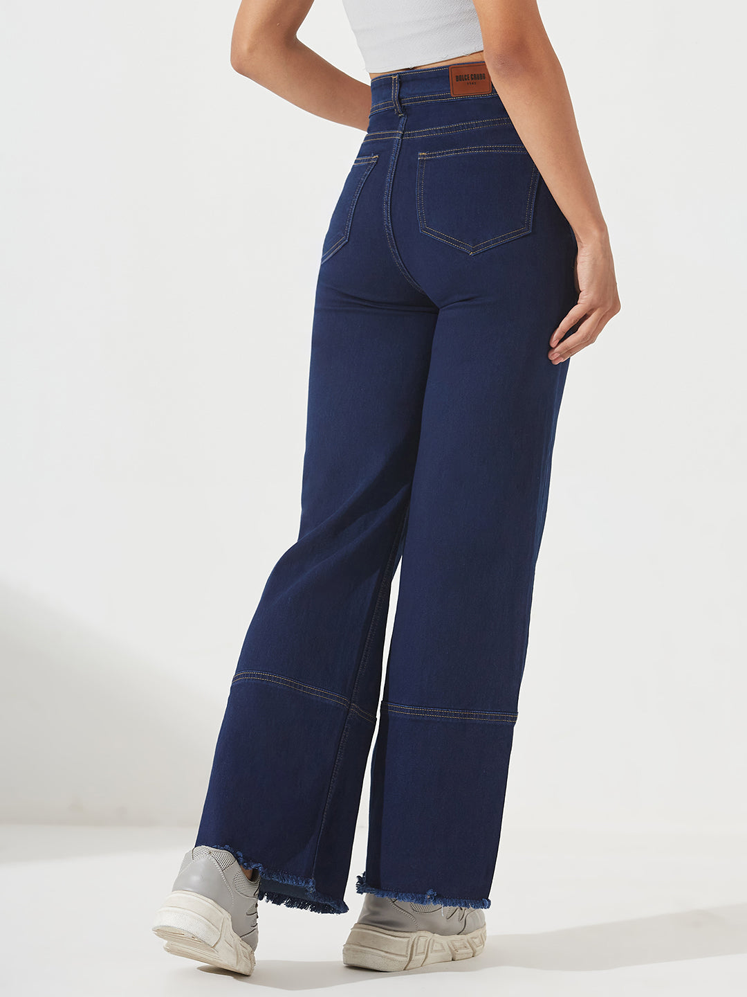 CHASEstretch™ Navy-Blue Wide Leg High-Rise Stretchable Denim Jeans For Women