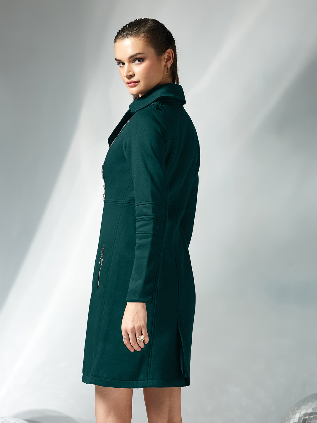 Women's Miss Chase Dark Green jackets — Relaxed Fit