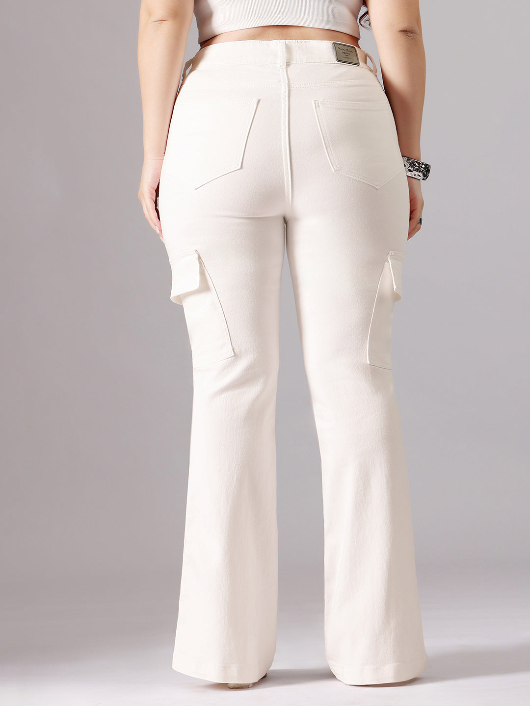 24/7 Comfort White Wide-Leg High-Rise Clean-Look Regular-Length Stretchable Denim Jeans