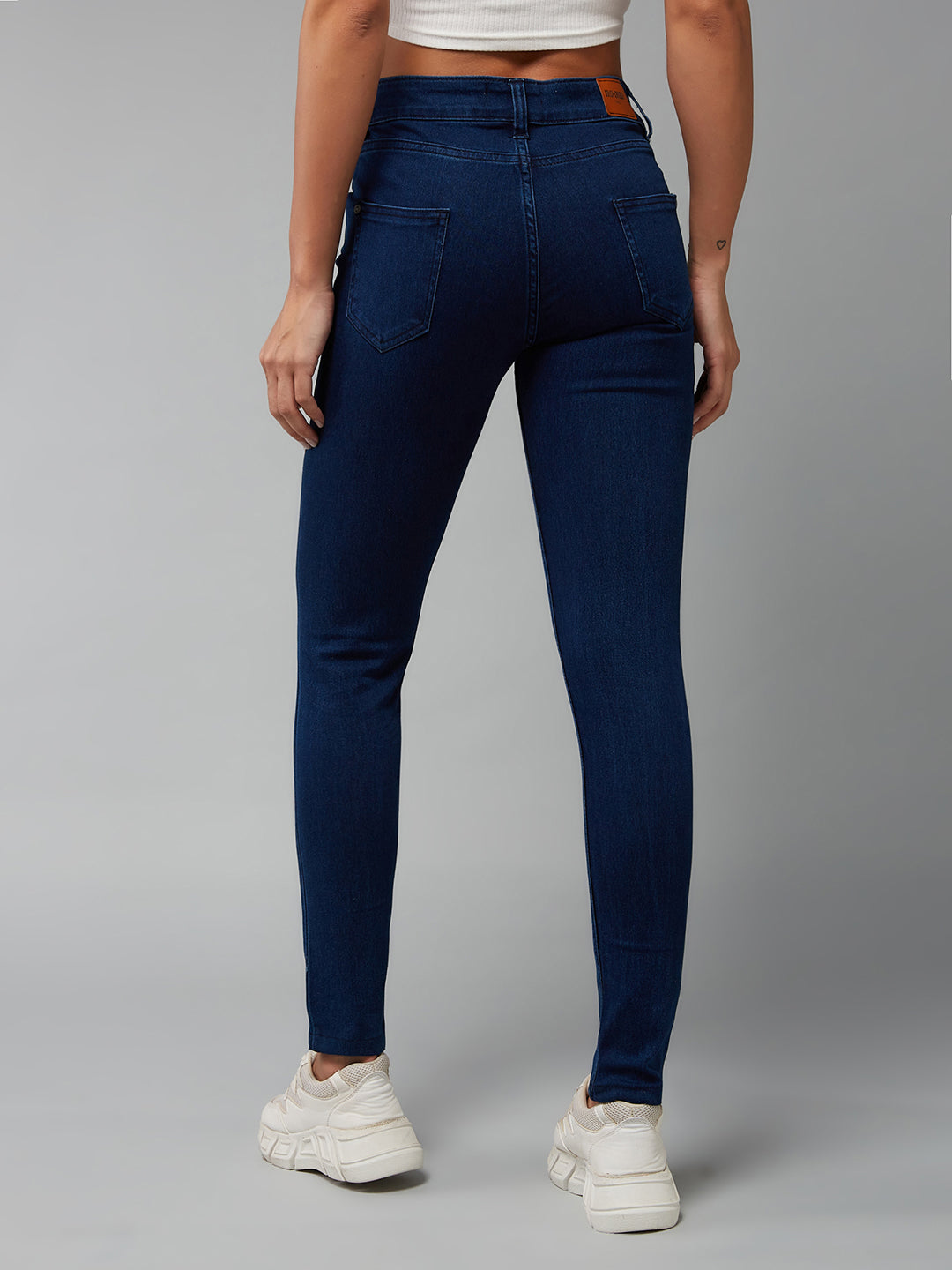 CHASEstretch™ Navy-Blue Skinny-Fit Mid-Rise Cropped-Length Denim Jeans
