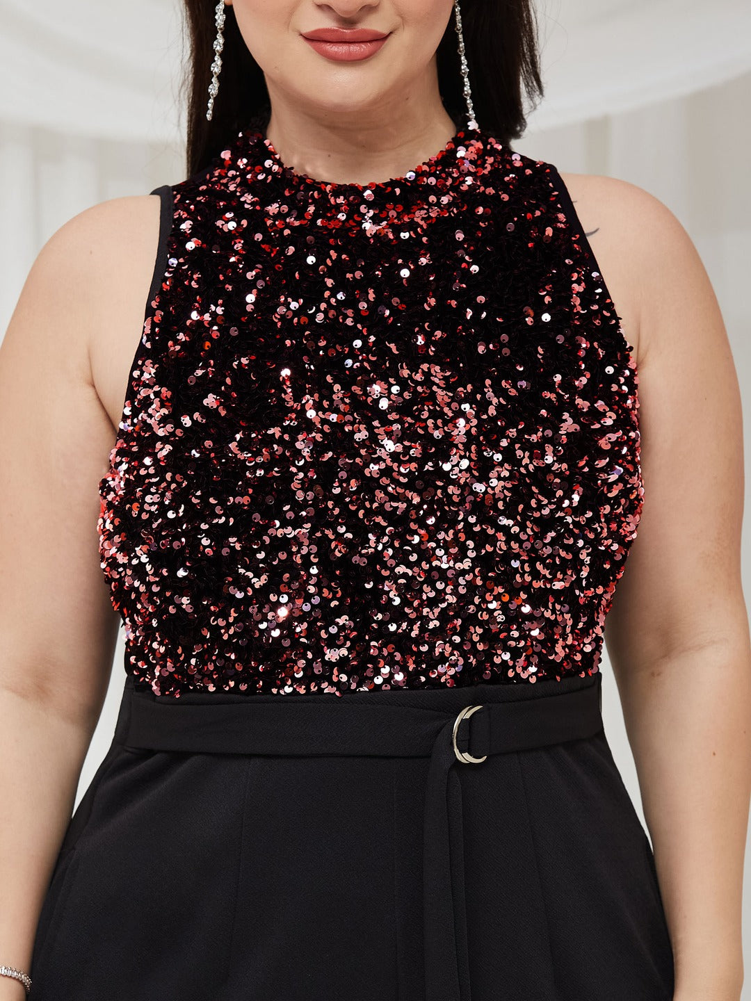 Black & Lavender Embellished Regular Jumpsuit for Women — Miss Chase A+