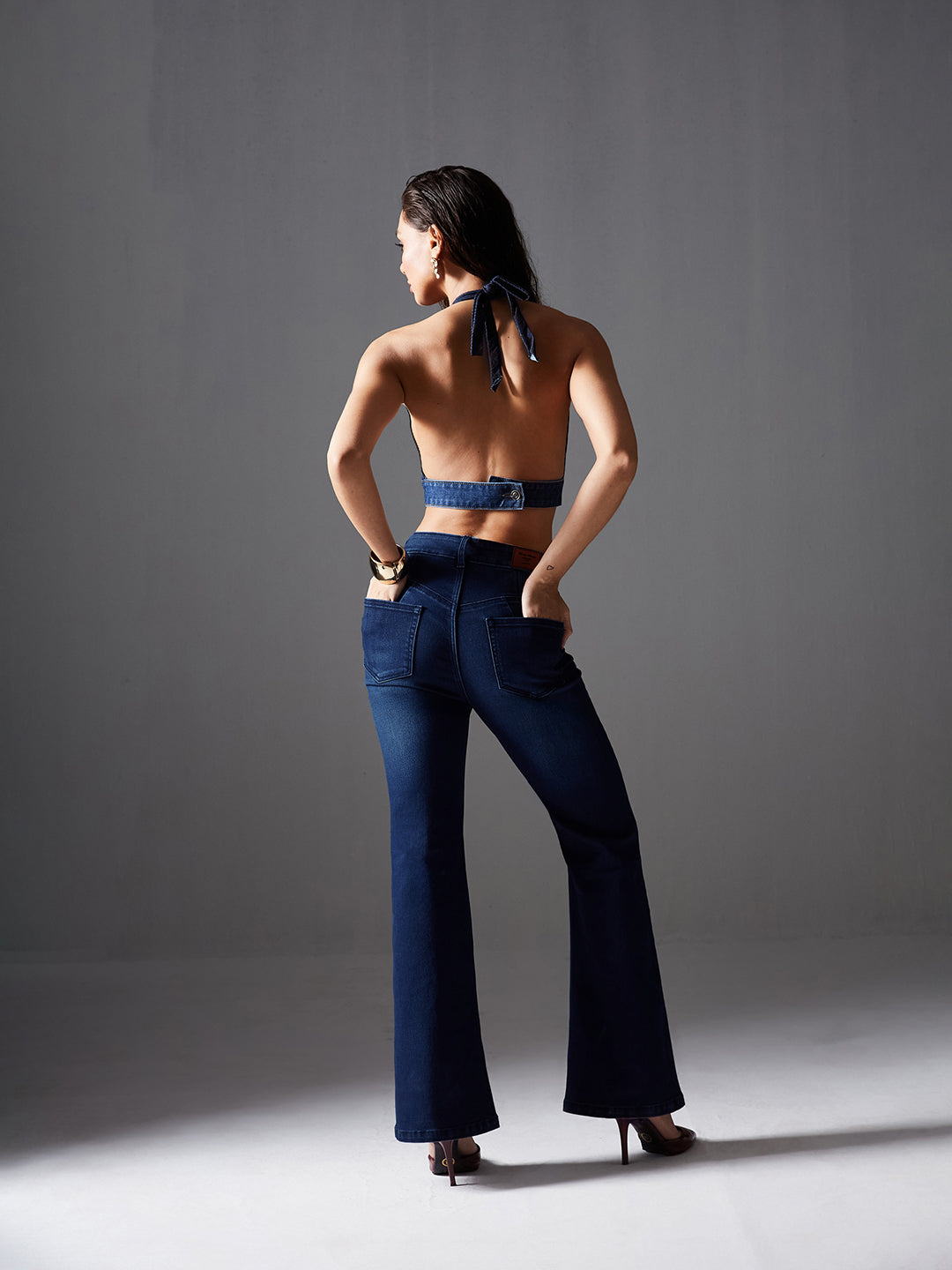 CHASEshape™ Navy-Blue Bootcut High-Rise Stretchable Denim Jeans