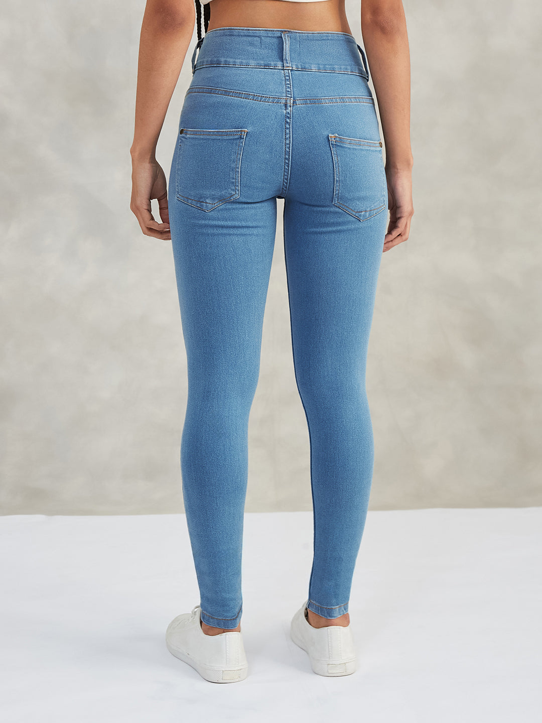 Women's Blue Skinny High-Rise Stretchable Denim Pants