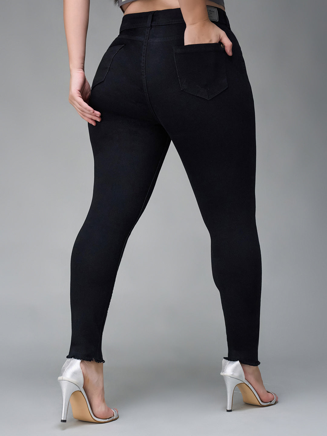 24/7 Comfort Black Slim-Fit High-Rise Denim Jeans