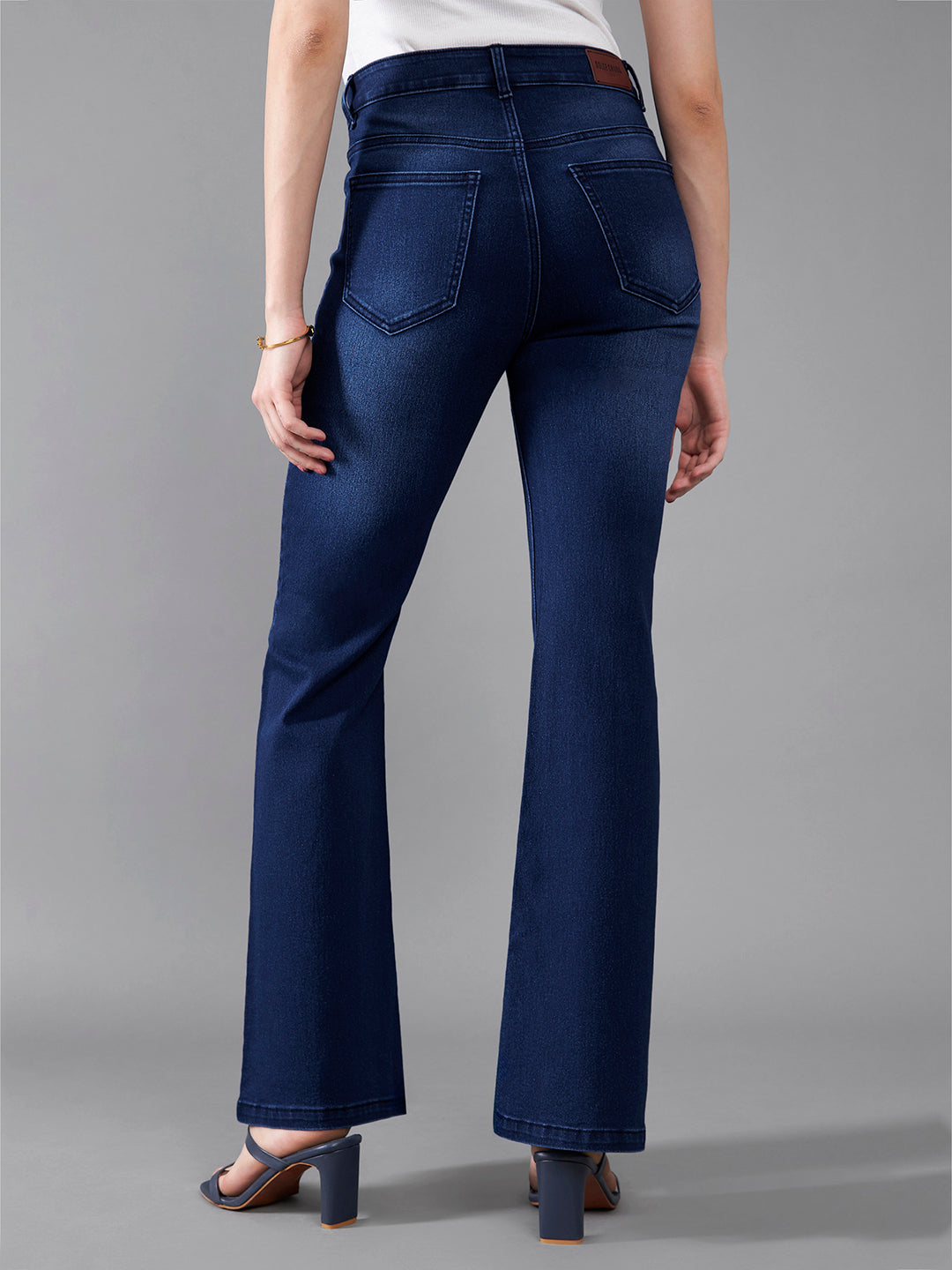 CHASEstretch™ Navy-Blue Mid-Rise Bootcut Stretchable Flared Denim Jeans