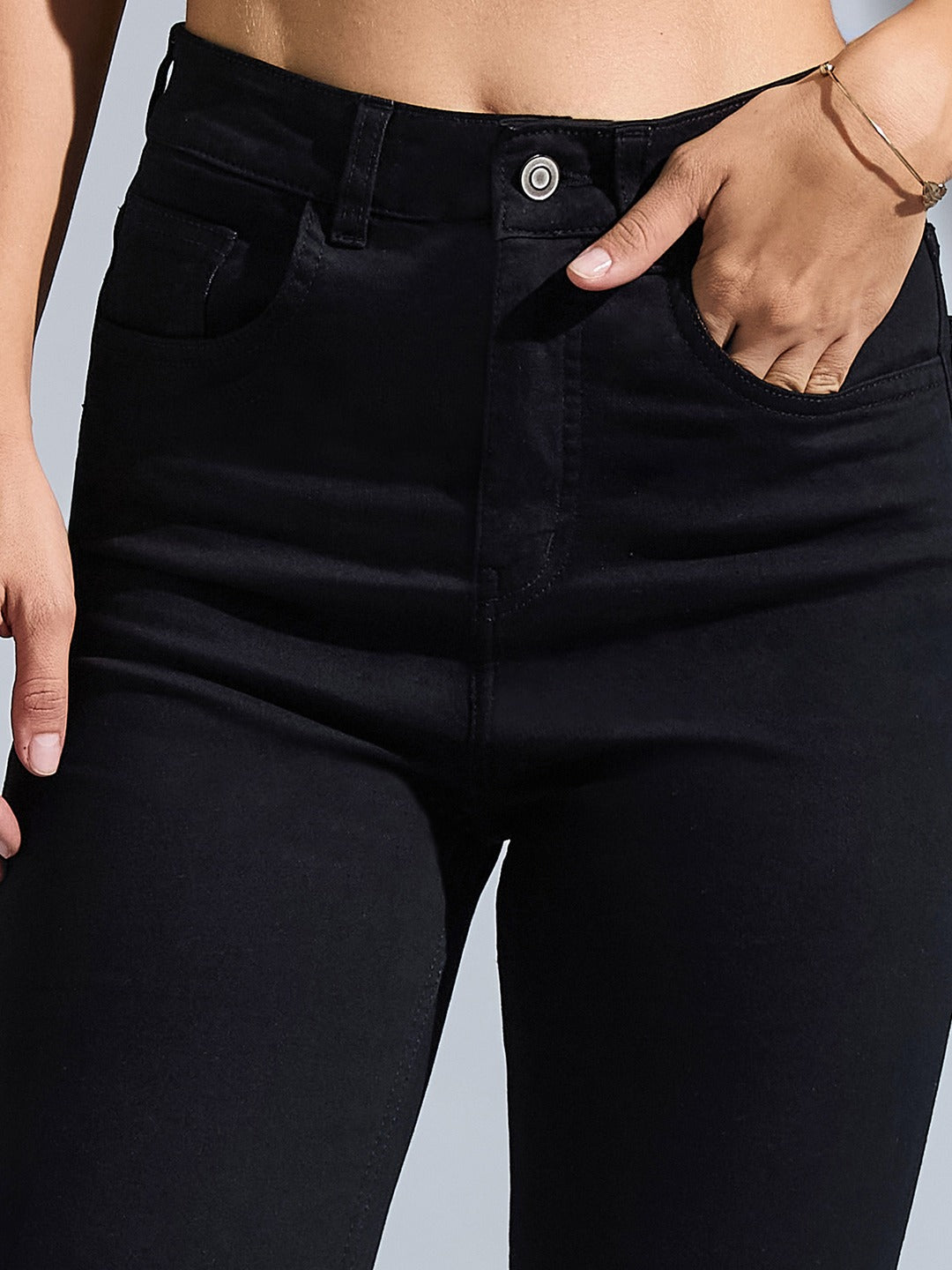 Black Bootcut High Rise Stretchable Denim Jeans for Women