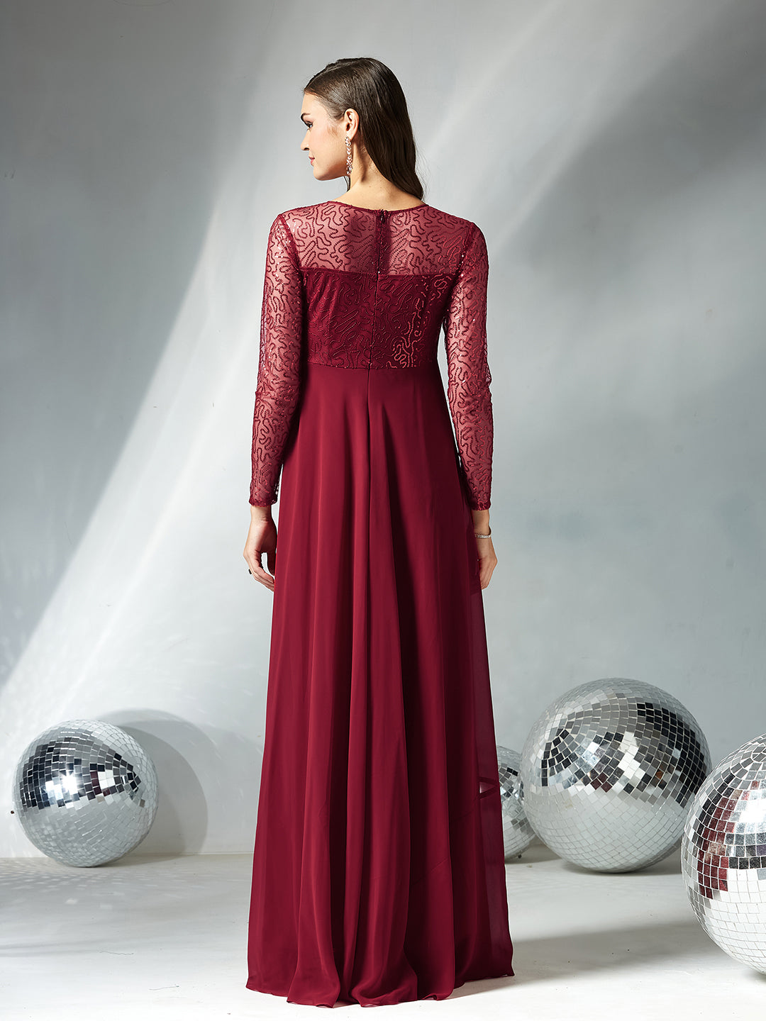 Black Solid Embellished Maxi Dress for Women
