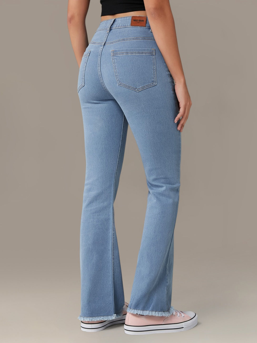 Light Blue Bootcut High rise Regular Stretchable Denim Jeans for Women