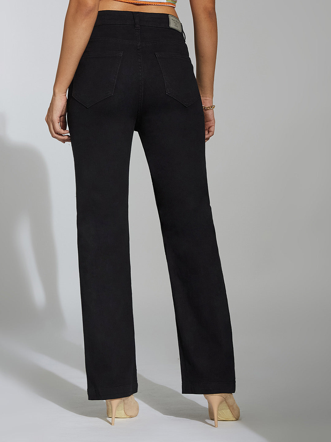 24/7 Comfort Black Straight High-Rise Stretchable Denim Jeans