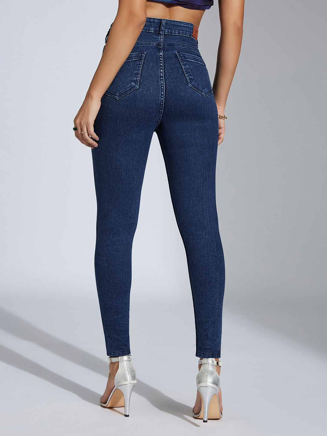 CHASEstretch™ Women's Blue Skinny-Fit High-Rise Clean-Look Cropped Stretchable Denim Jeans
