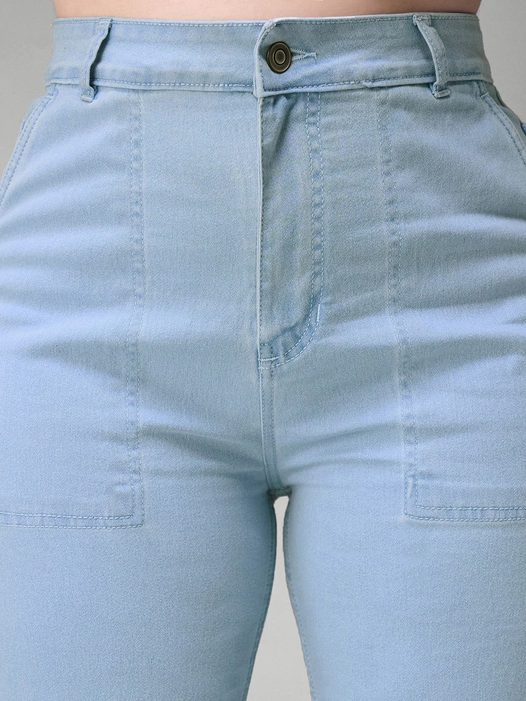 Light Blue Bootcut High rise Regular Stretchable Denim Jeans for Women