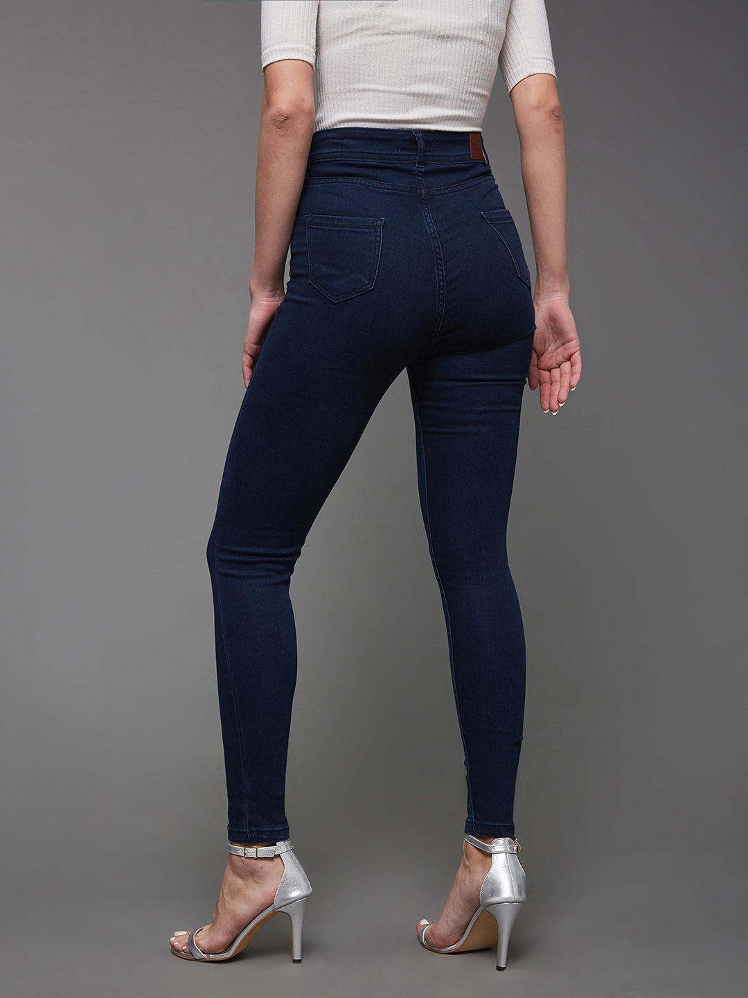 24/7 Comfort Navy-Blue Skinny-Fit High-Rise Stretchable Denim Jeans