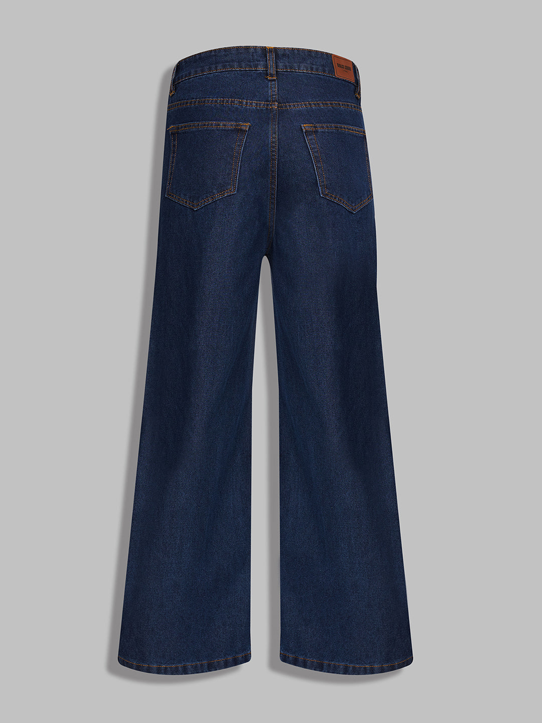 Women's Navy Blue Wide-Leg High-Rise Non-Stretchable Denim Jeans