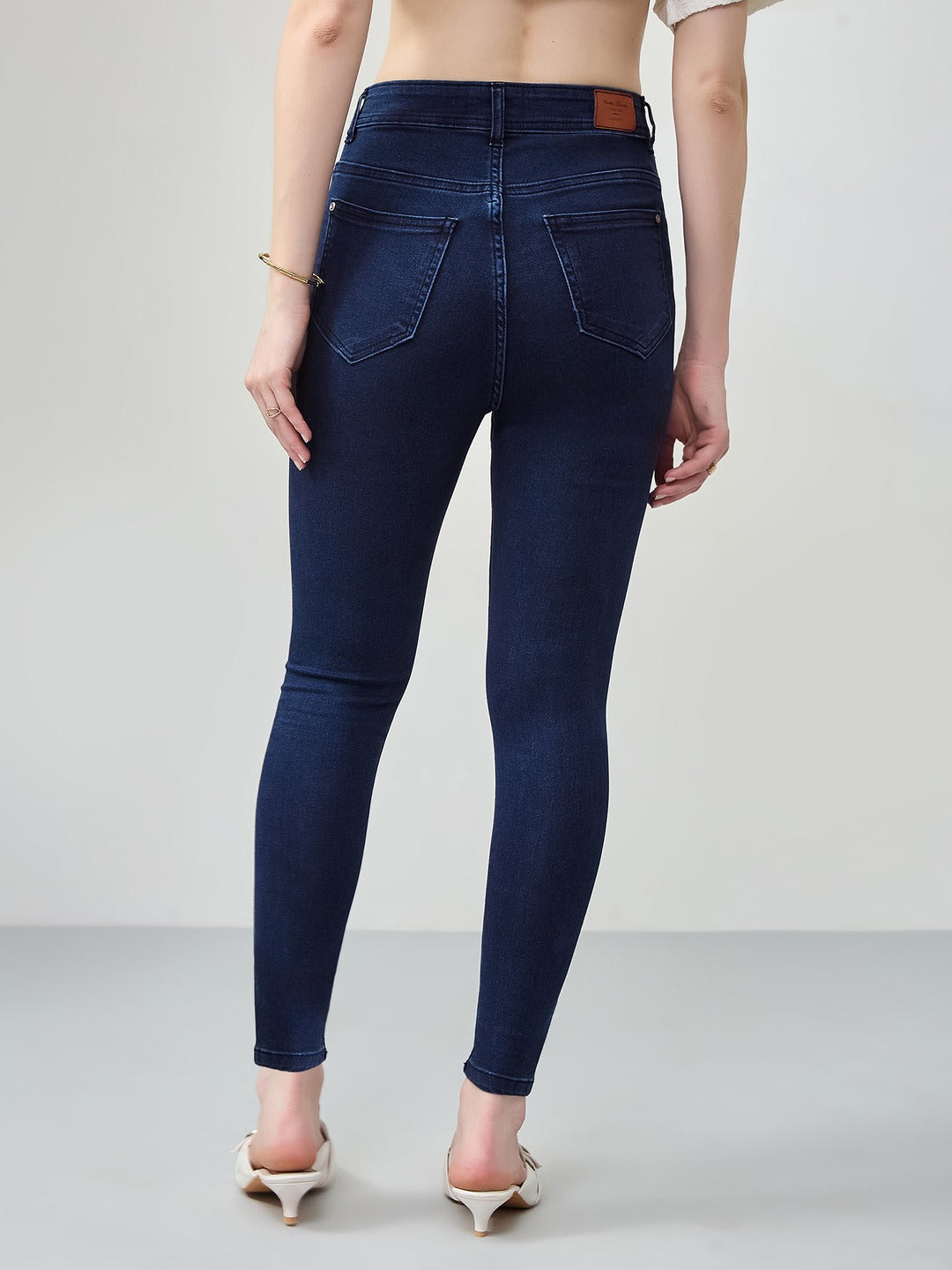 Navy Blue Skinny Fit high-rise Stretchable Denim Jeans for Women