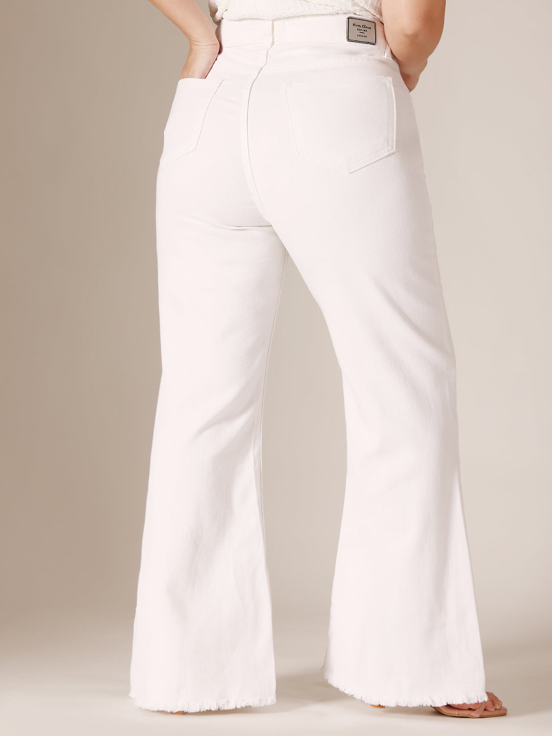 White Bootcut High Rise Clean Look Regular-Length Stretchable Denim Jeans for Women
