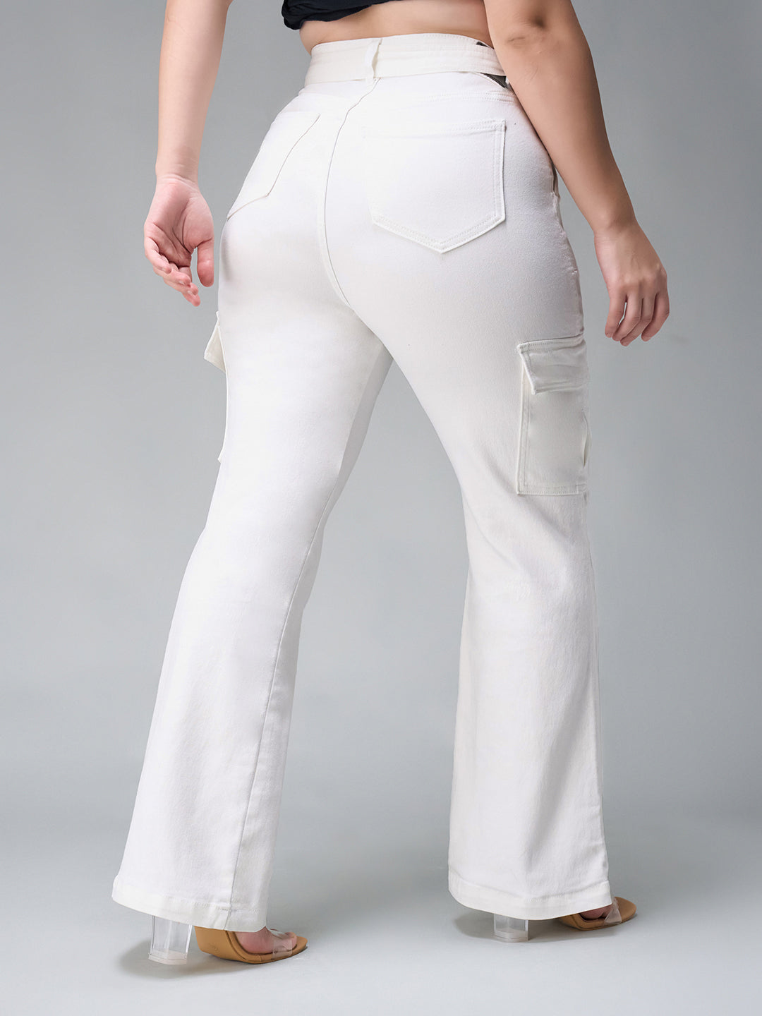 24/7 Comfort White Wide-Leg High-Rise Stretchable Denim Jeans for Women — Miss Chase A+