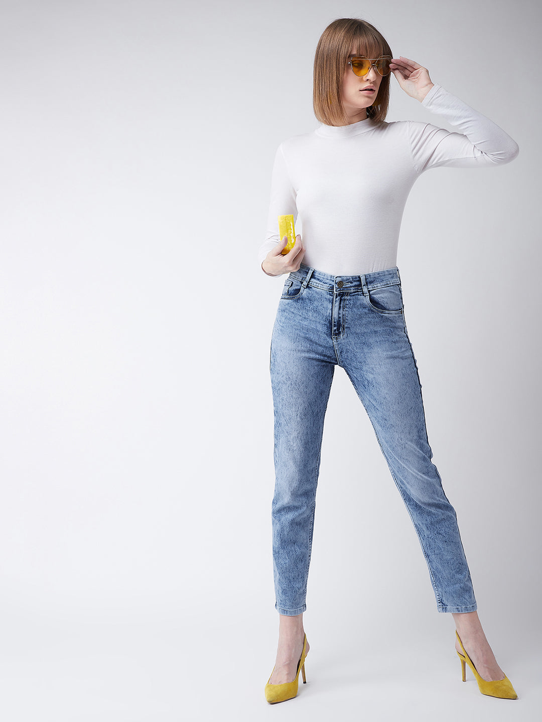 24/7 Comfort Light Blue Slim-Fit High-Rise Stretchable Denim Jeans