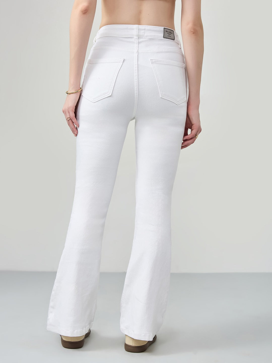 White Bootcut high-rise Regular Stretchable Denim Jeans for Women