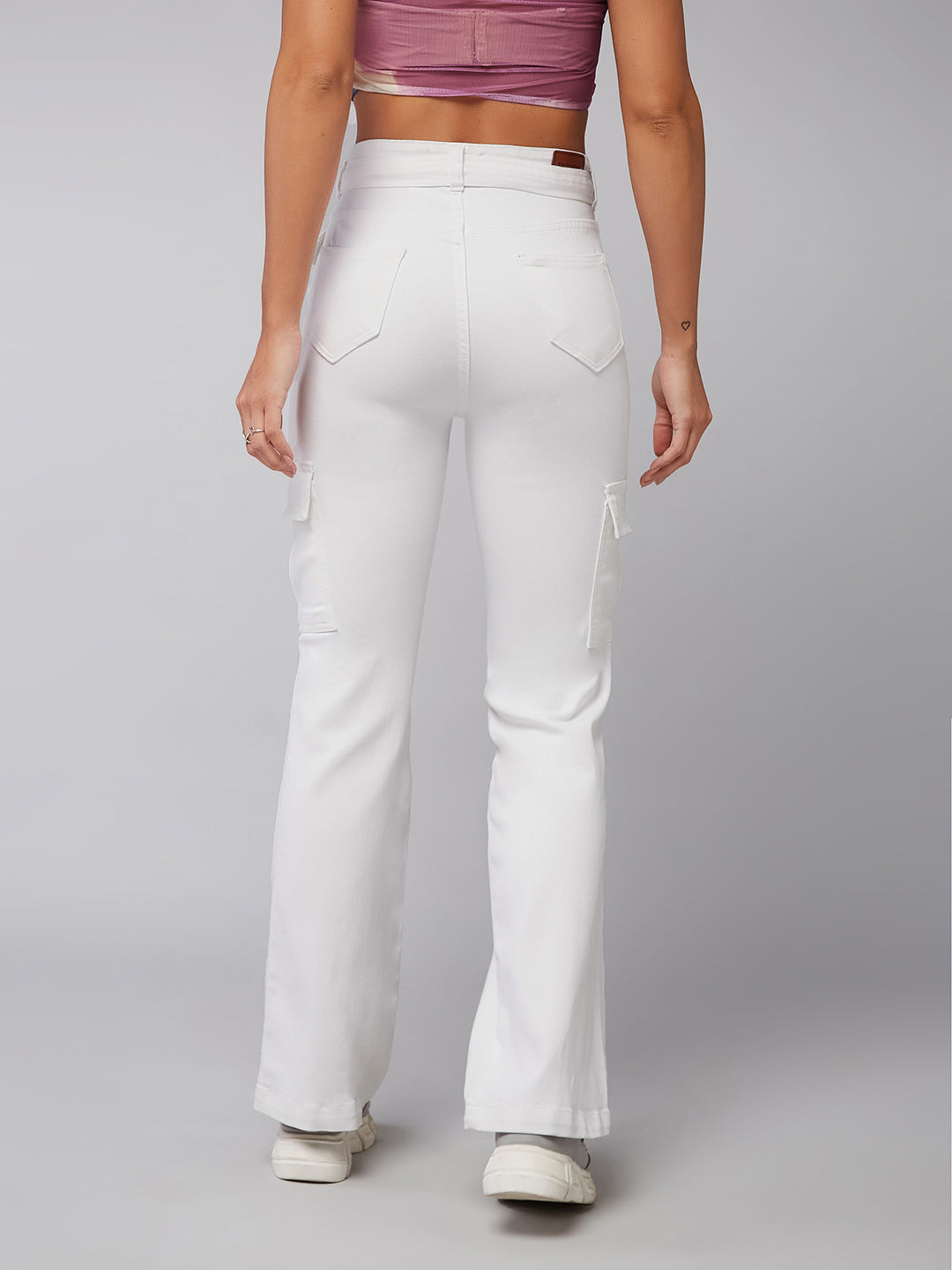 24/7 Comfort White Wide-Leg High-Rise Stretchable Denim Jeans