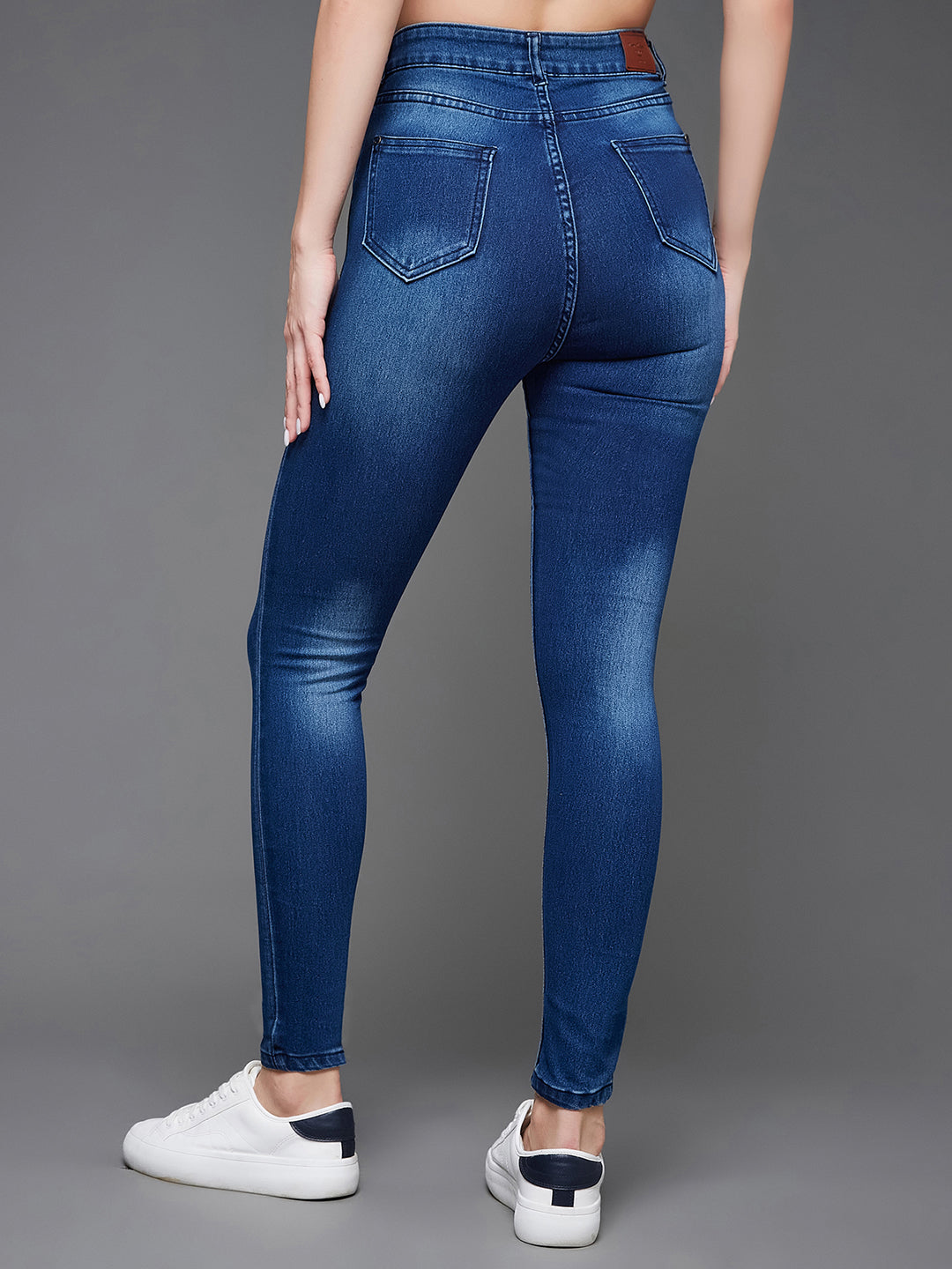CHASEstretch™ Blue Skinny-Fit Mid-Rise Midly-Distressed Ripped Denim Jeans