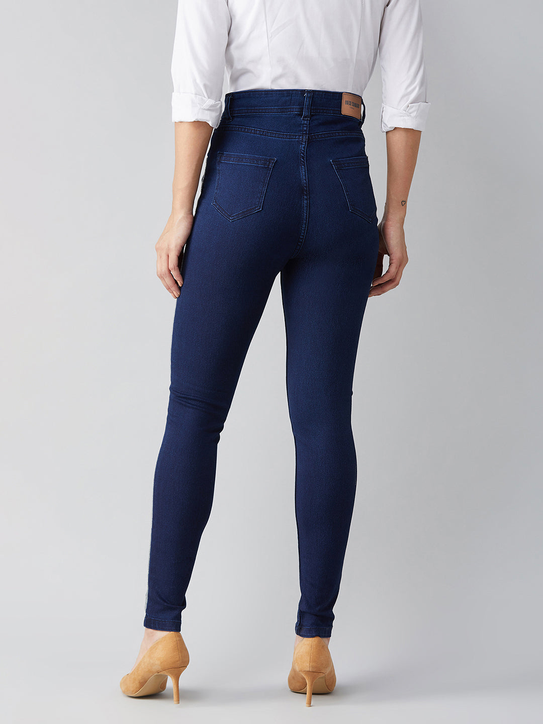 Women's Navy-Blue Cotton Skinny-Fit Relaxed High-Rise Stretchable Denim Jeans