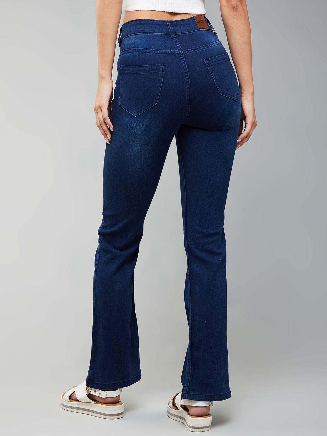CHASEstretch™ Navy-Blue Wide-Leg Mid-Rise Denim Jeans