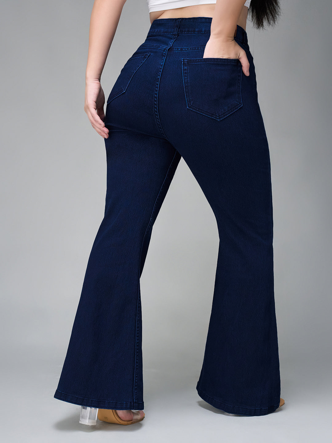 CHASEshape™ Navy-Blue Bootcut High-Rise Stretchable Denim Jeans