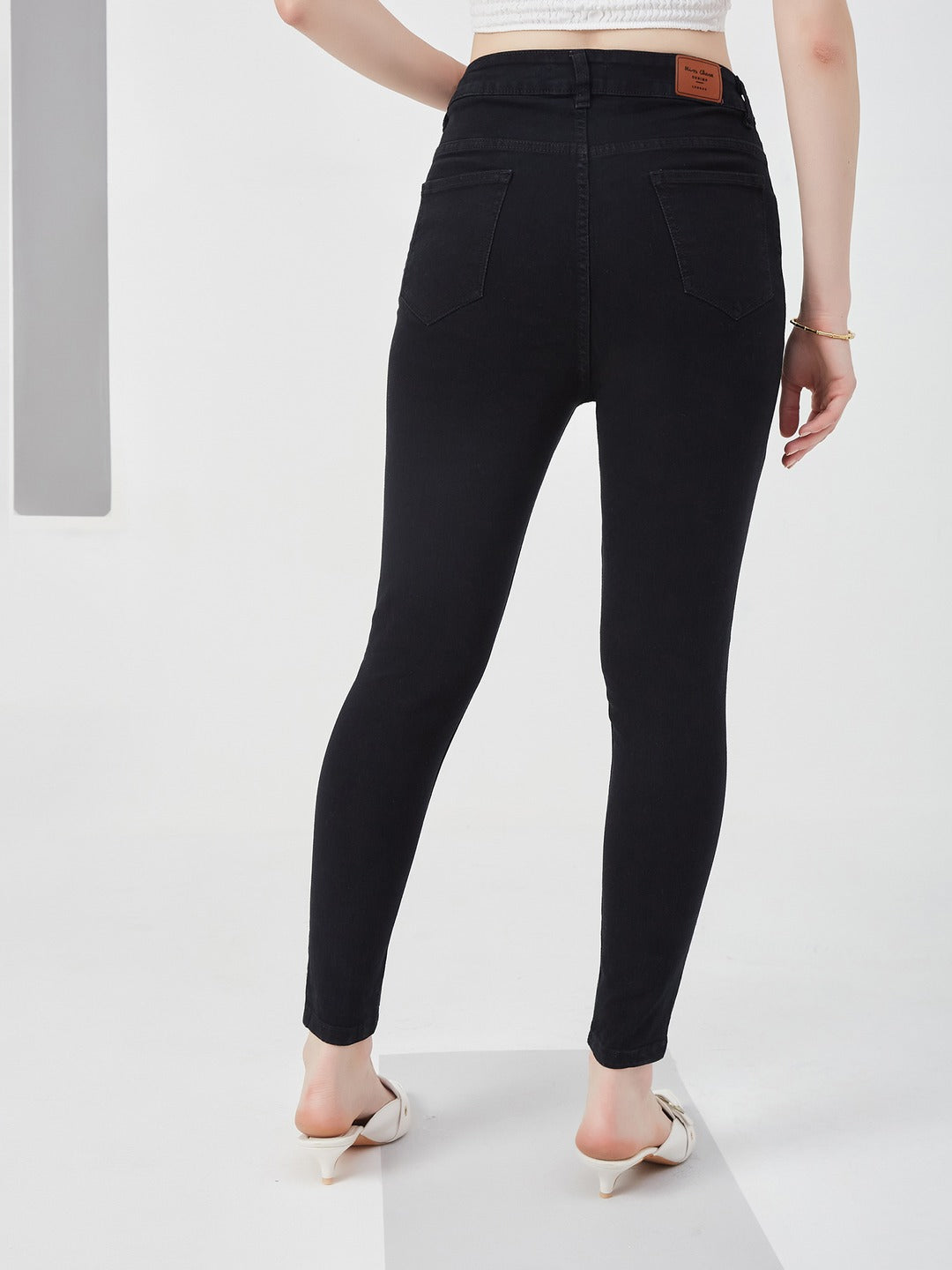Black Skinny high-rise Regular Stretchable Denim Jeans for Women