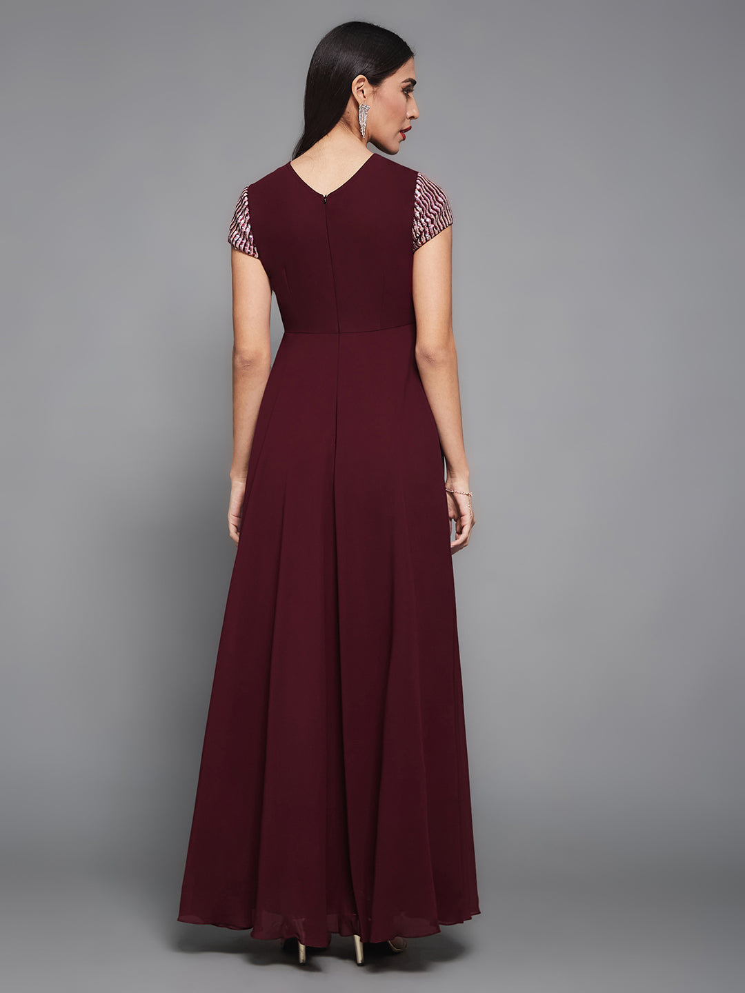 Women's Miss Chase Wine dress — Relaxed Fit
