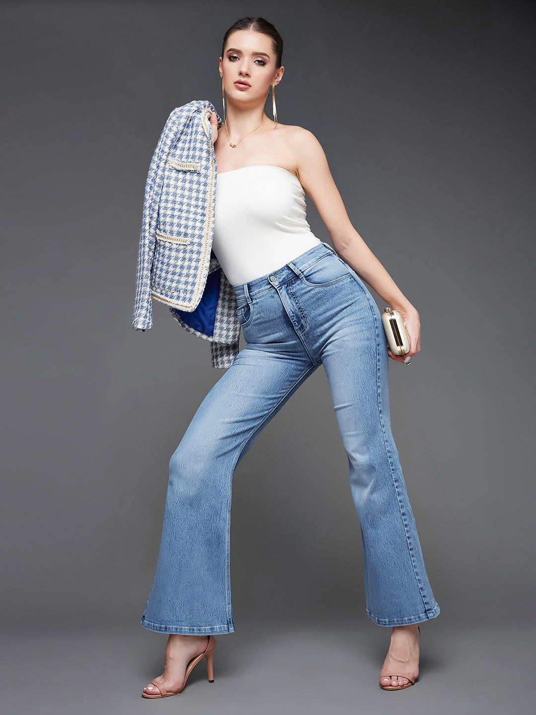 CHASEshape™ Light-Blue Wide-Leg High-Rise Stretchable Denim Jeans