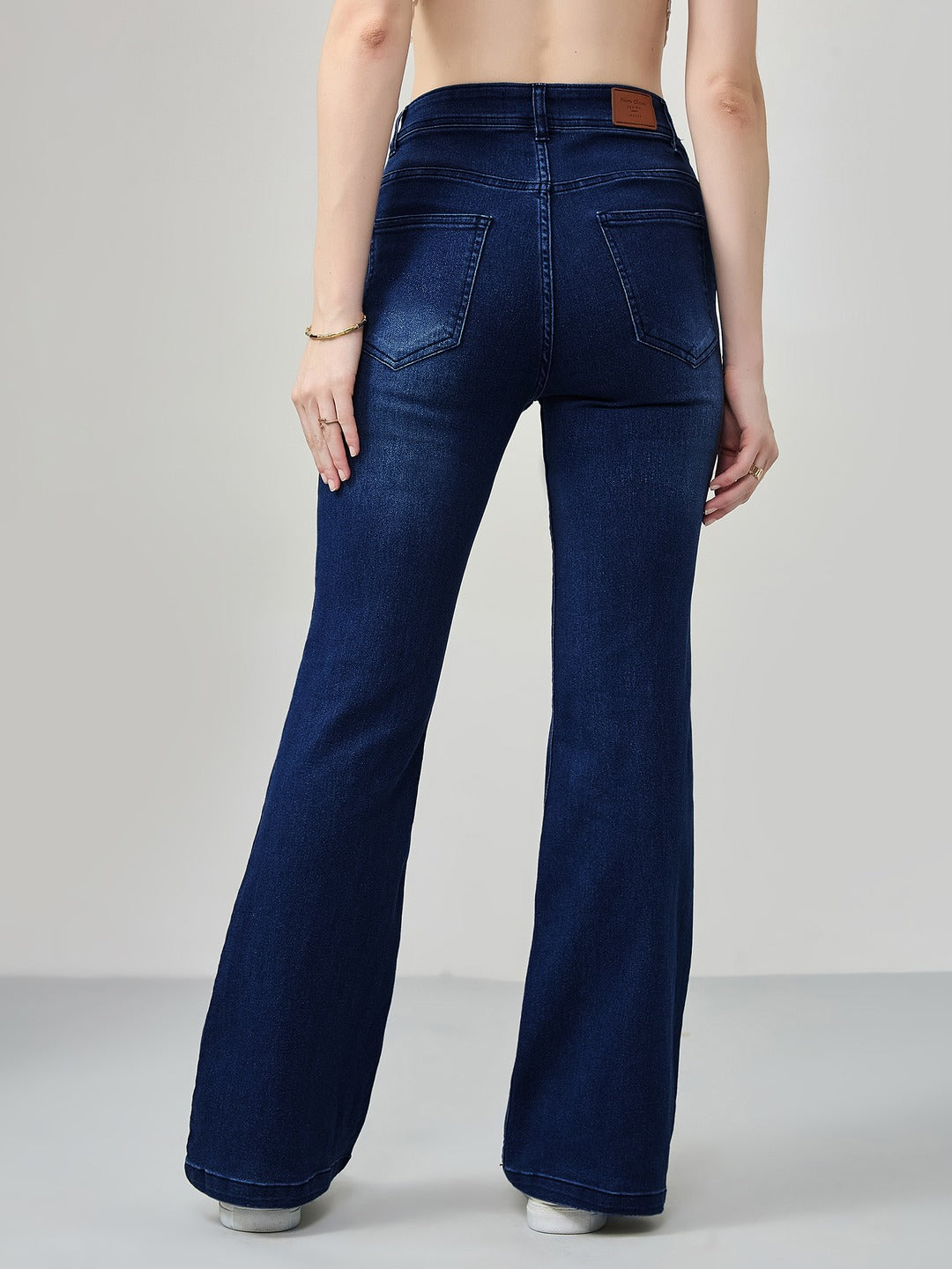 Navy Blue High-Rise Stretchable Bootcut Denim Jeans for Women