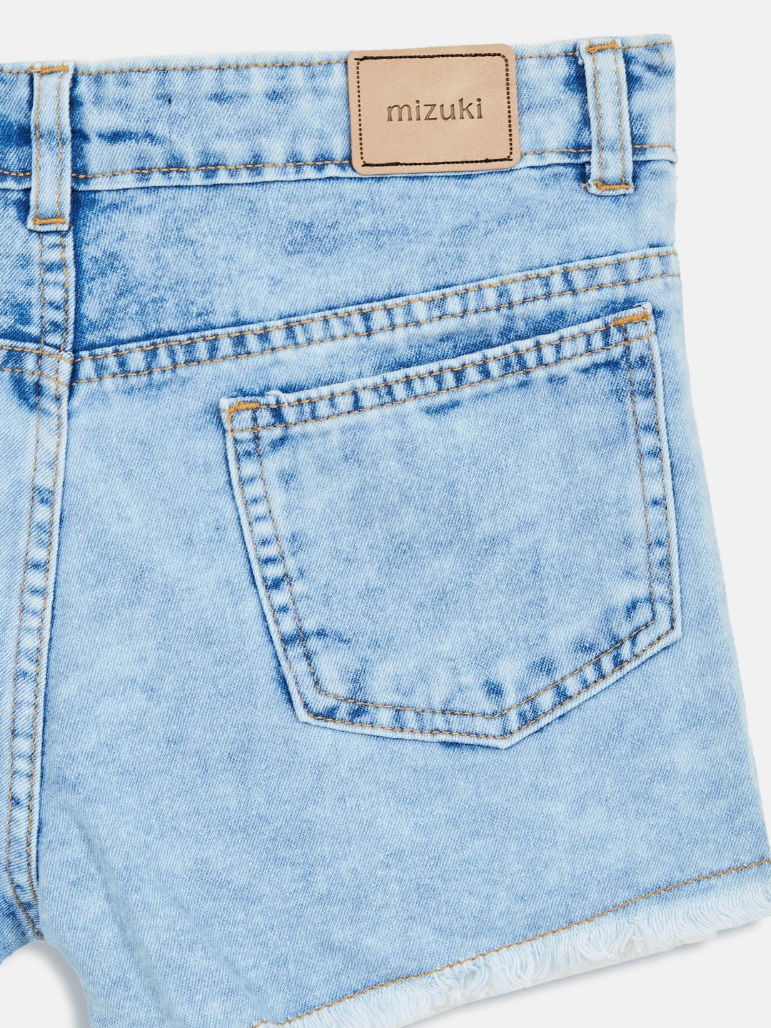 Light Blue Relaxed-Fit Mid-Rise Highly-Distressed Denim Shorts for Girls/Teenagers