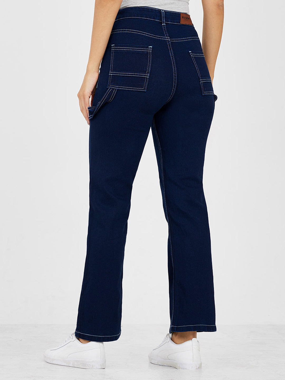 Women's Black Wide leg High rise Clean look Regular Stretchable Denim Jeans