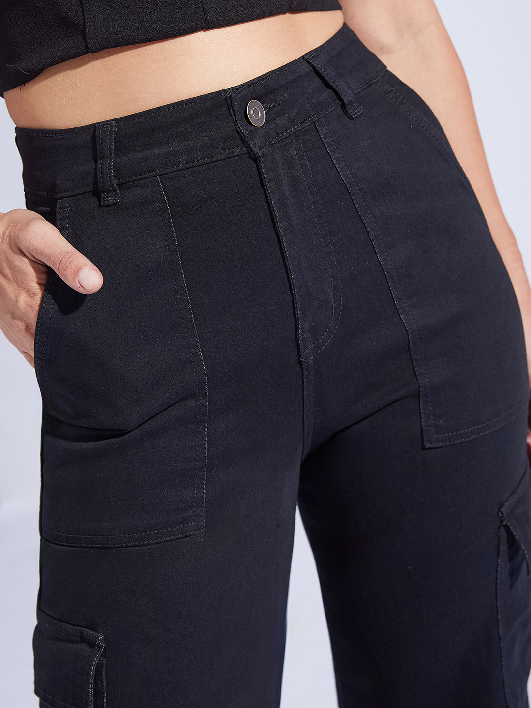 Women's Black Wide leg High-Rise Regular Stretchable Denim Jeans