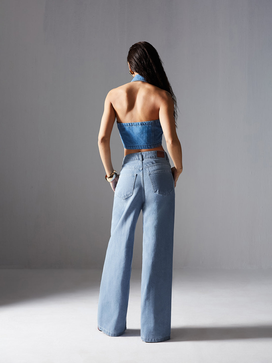 Women's Light Blue Straight-Fit High-Rise Non-Stretchable Denim Jeans