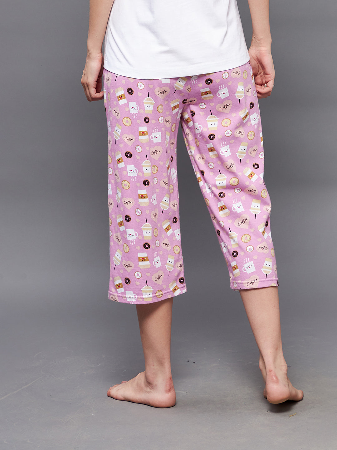 Women's Pink Printed Regular Capri